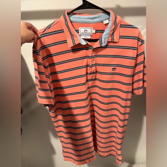 Southern Tide Other - Southern Tide Orange and Blue Striped Polo Shirt